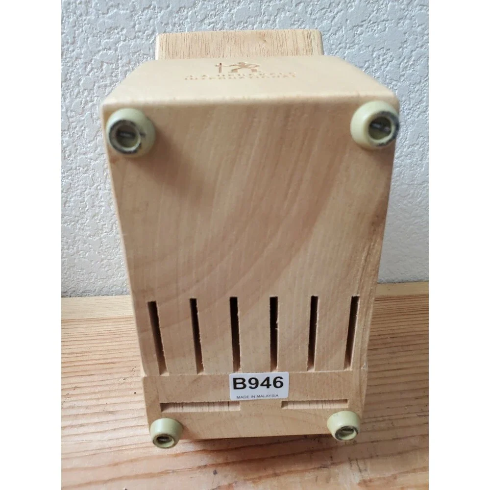 JA Henckels Knife Block Storage Light Oak 12 Slot B946 Kitchen Decor Wood Carved